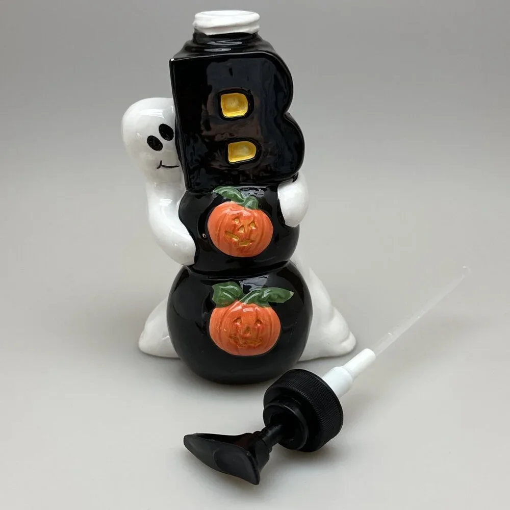 Vintage Halloween Ghost and Pumpkin Soap Dispenser